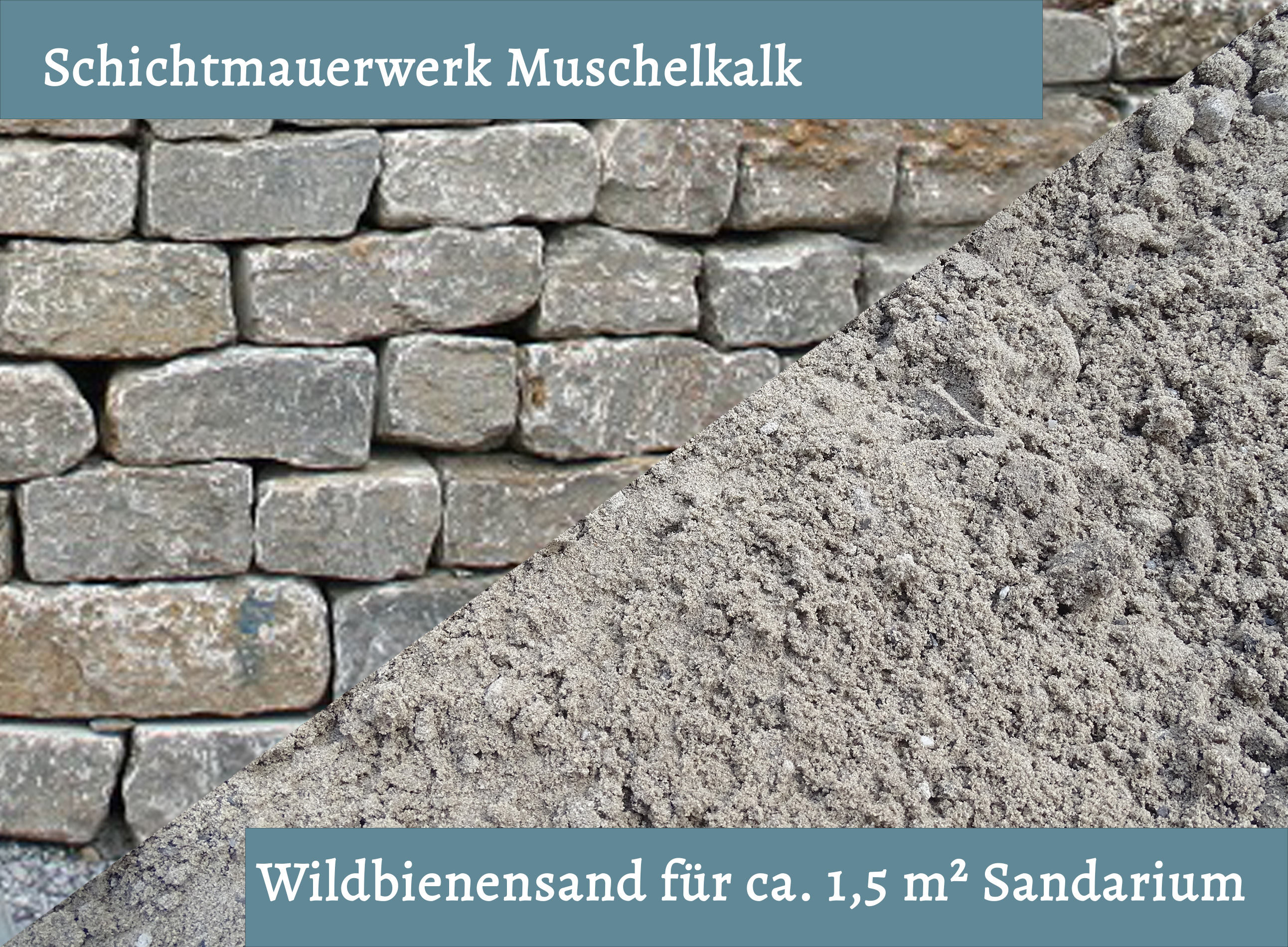 Wildbienensand mit Schichtmauer Muschelkalk für Sandarium 1,5 m²