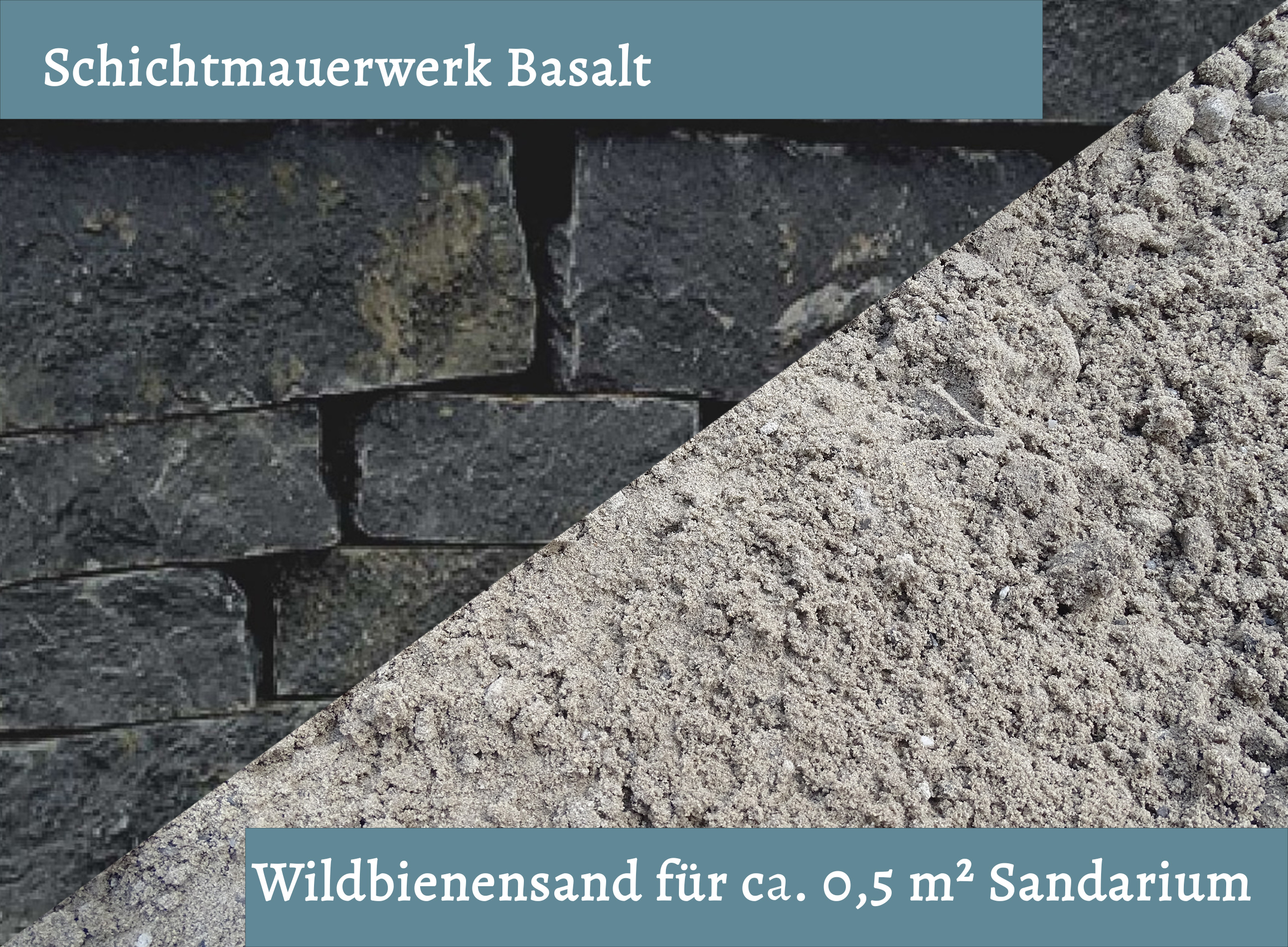 Wildbienensand mit Schichtmauer Basalt für Sandarium 0,5 m²